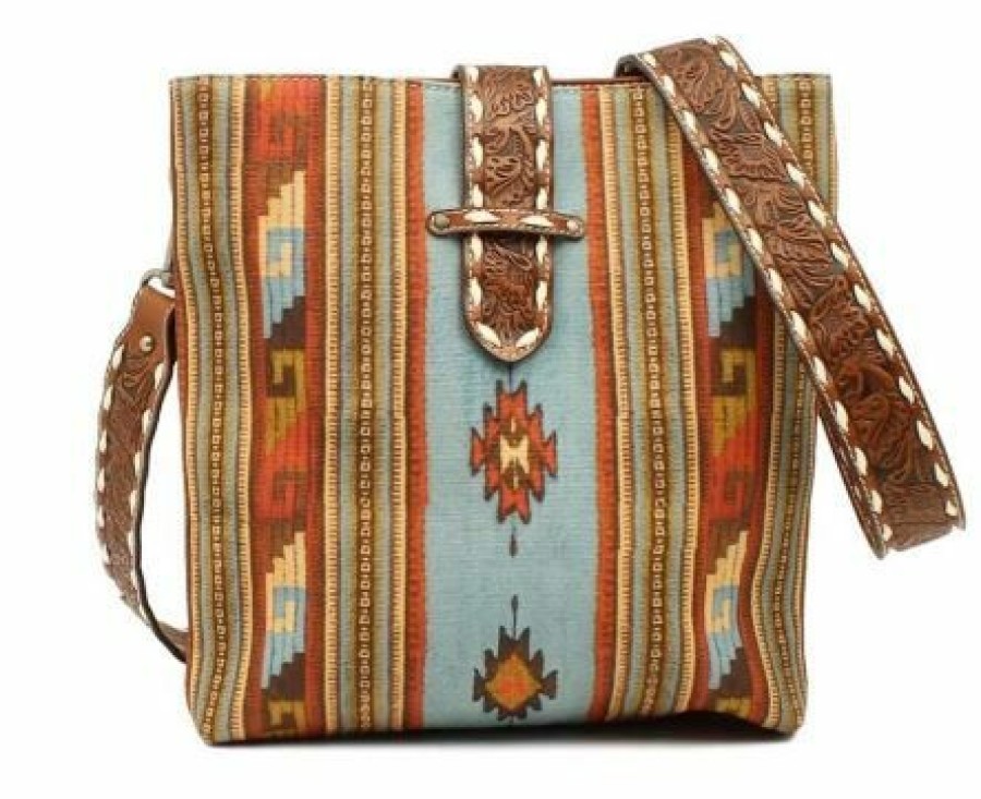 * Blazin Roxx Women'S Concealed Carry Aztec Western Print Handbag Blue Popular Bags & Purses