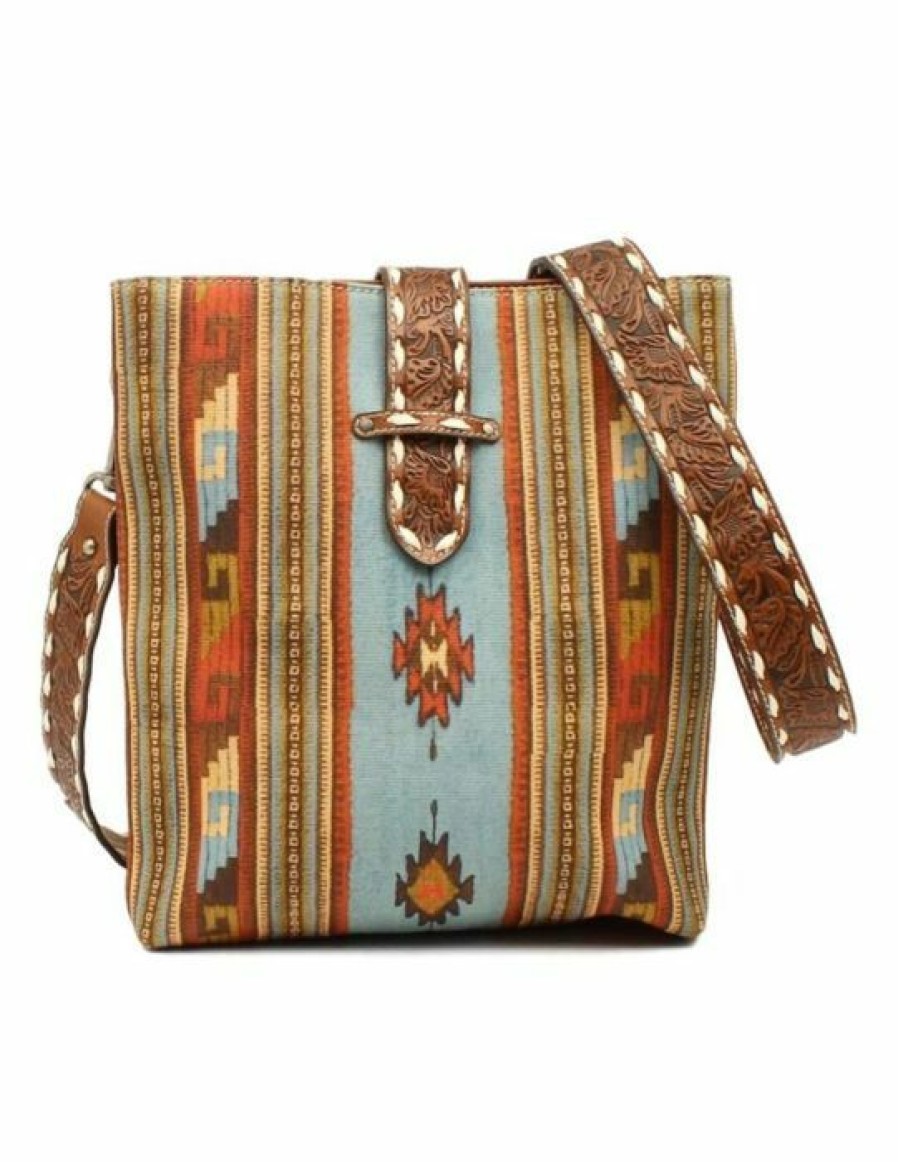 * Blazin Roxx Women'S Concealed Carry Aztec Western Print Handbag Blue Popular Bags & Purses