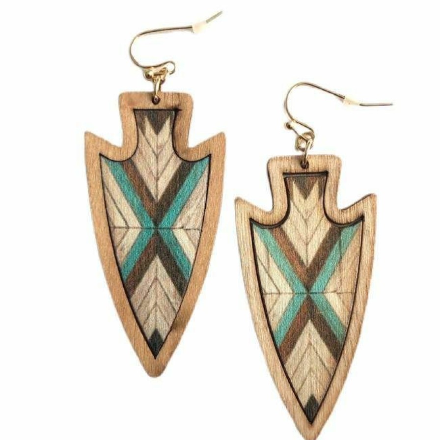 * Wyo-Horse Women'S Arrowhead Chevron Wood Earrings Cheap Jewelry