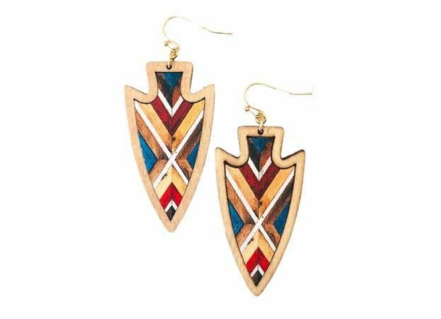 * Wyo-Horse Women'S Arrowhead Chevron Wood Earrings Cheap Jewelry