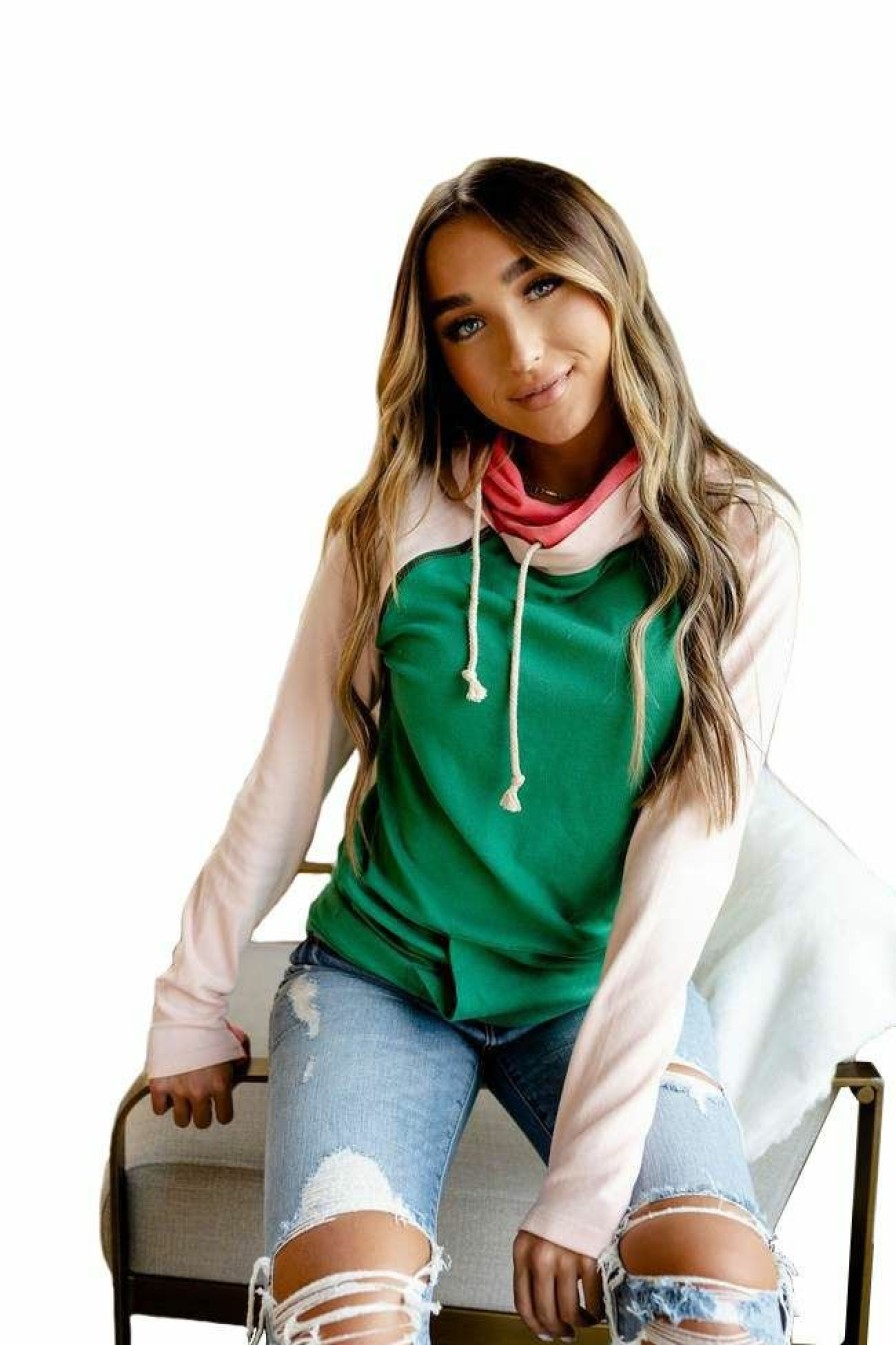 * Ampersand Avenue Women'S Booked And Busy Doublehood Sweatshirt Discount Green Hoodies & Sweatshirts