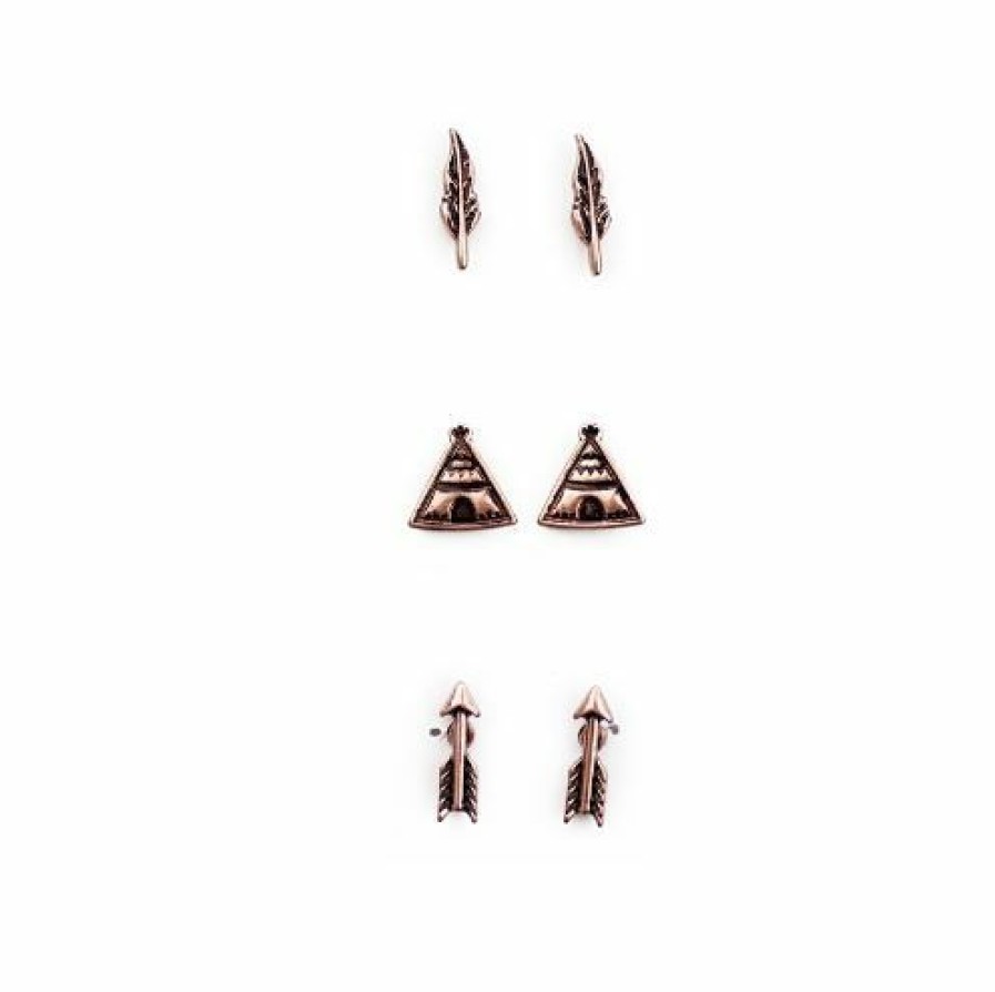 * Wyo-Horse Set Of 3 Tribal Earrings New Threads Jewelry