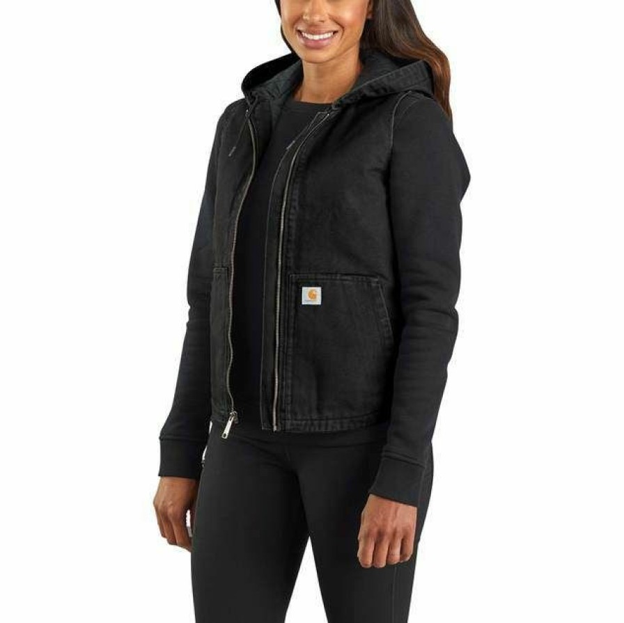 * Carhartt Women'S Washed Duck Insulated Mock Neck Vest Top Selling Black Coats & Jackets