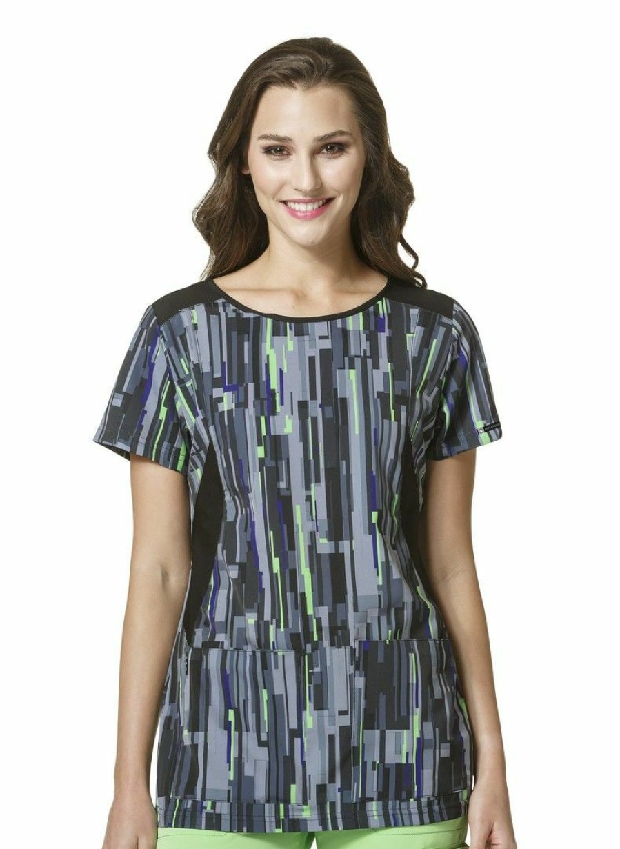 * Wonderwink Women'S Boat Neck Print Top Online Store Scrubs