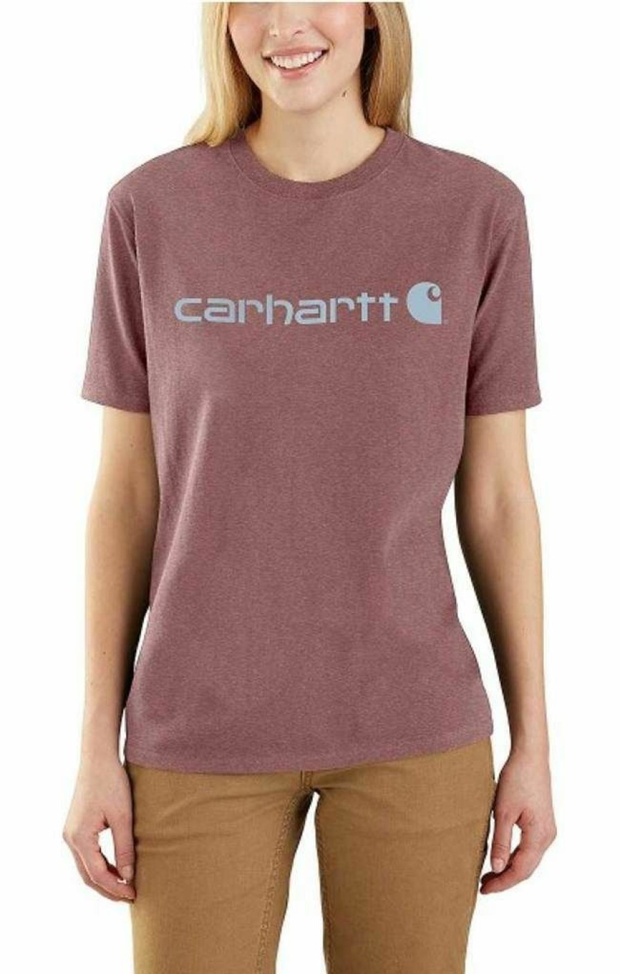 * Carhartt Women'S Loose Fit Heavyweight Short Sleeve Logo Graphic Tee Shirt Popular Shirts