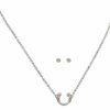 * Blazin Roxx Horseshoe Necklace With Stud Earrings Jewelry Set Silver Cheap Jewelry