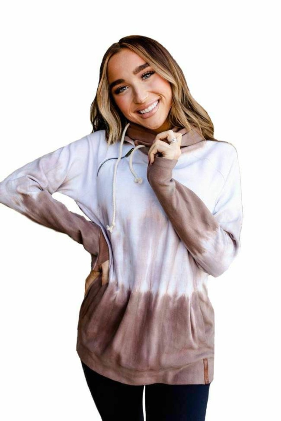 * Ampersand Avenue Women'S To Dye For Doublehood Sweatshirt Best Price Mocha Hoodies & Sweatshirts