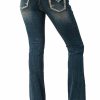 * Grace In La Women'S Baroque Border Faux Flap Mid Rise Bootcut Jeans Online Sales Medium Blue Pants