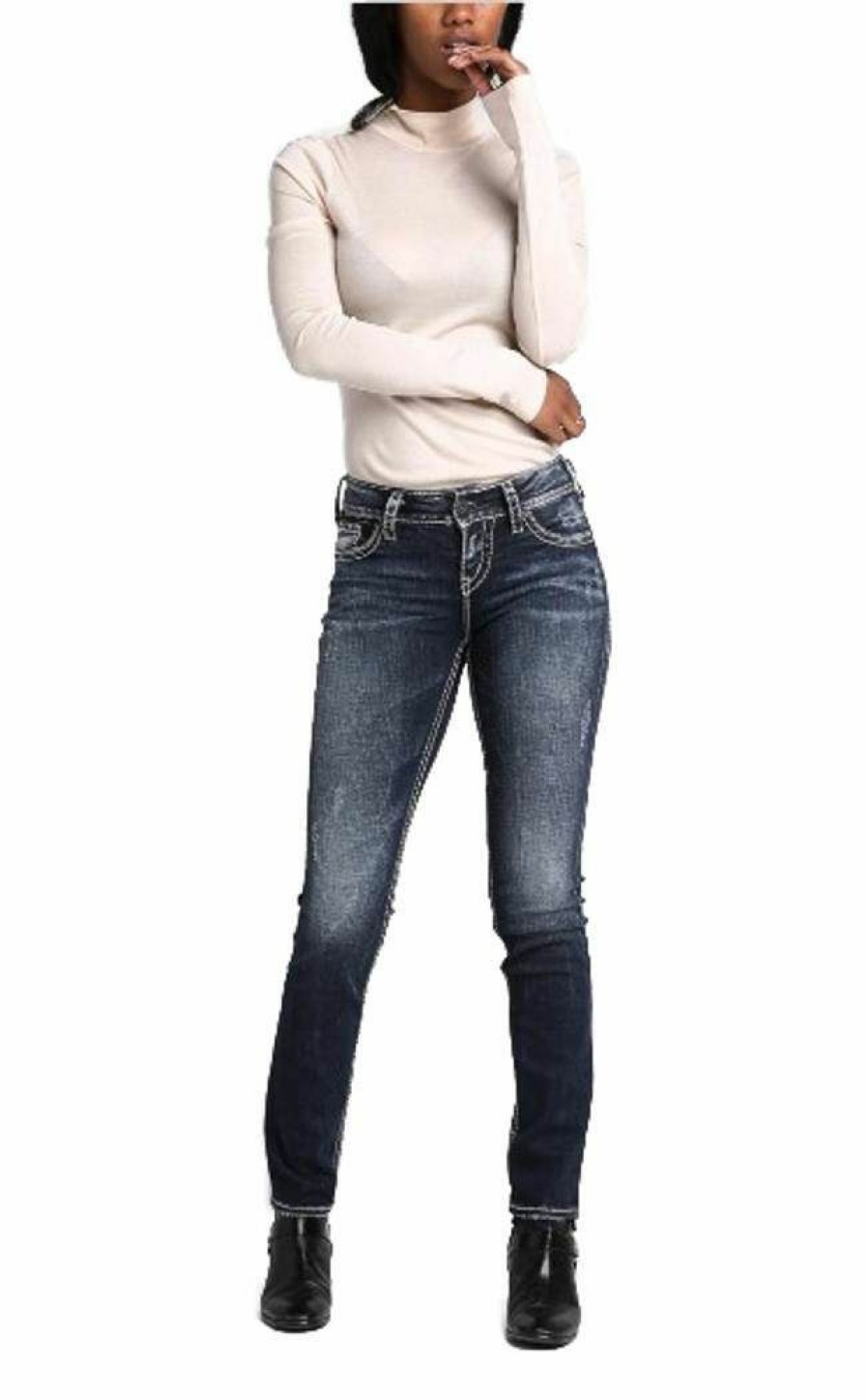 * Silver Jeans Women'S Suki Mid Rise Straight Leg Jeans Online Sales Pants