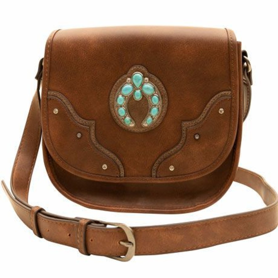 * Justin Women'S Saddle Bag Naja Concho Brown Discount Bags & Purses