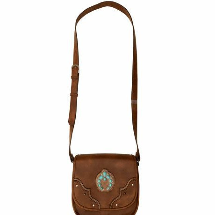 * Justin Women'S Saddle Bag Naja Concho Brown Discount Bags & Purses