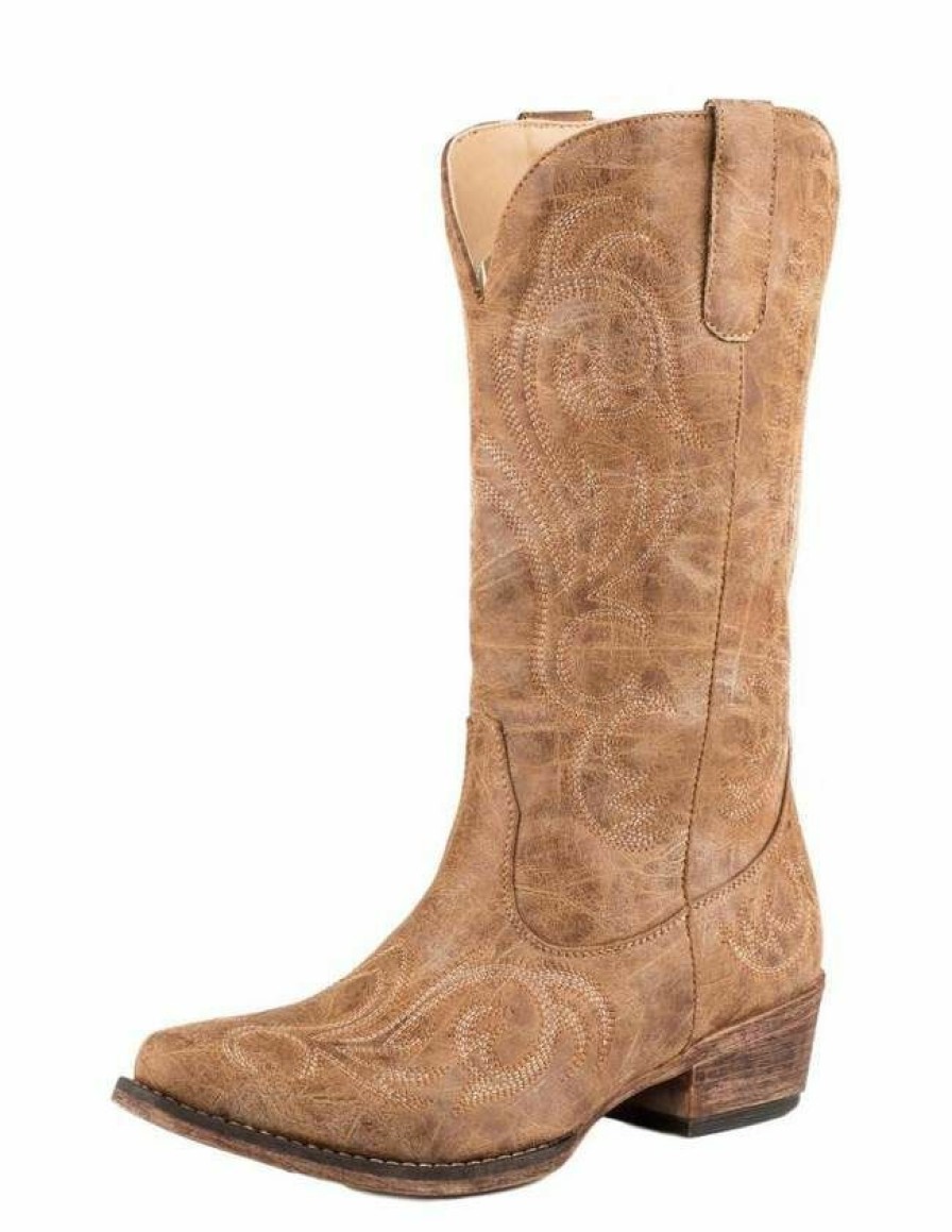 * Roper Women'S Fashion Cowboy Boot Vintage Discount Tan Cowboy Boots