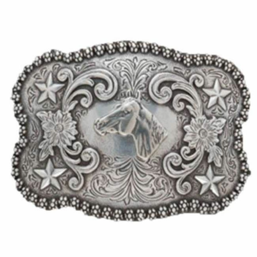 * Crumrine Women'S Floral Stars/Horsehead Buckle Silver New Arrivals Belts & Buckles